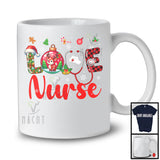 LOVE Nurse; Adorable Christmas Plaid Ornament Reindeer Snow; Nurse X-mas Group T-Shirt