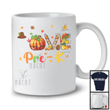 LOVE Pre-K; Wonderful Thanksgiving Plaid Pumpkin Autumn Leaf; Students Family Group T-Shirt