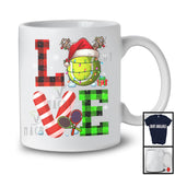 LOVE Tennis; Cheerful Christmas Lights Plaid Tennis; Matching X-mas Sport Player Team T-Shirt