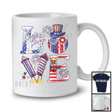 LOVE, 4th Of July American Flag Golf Firecracker, Patriotic Sport Player Playing Team T-Shirt