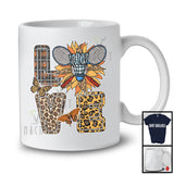 LOVE, Adorable Leopard Plaid Sunflower Badminton Player Team, Sports Playing Lover T-Shirt