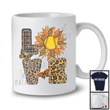 LOVE, Adorable Leopard Plaid Sunflower Softball Player Team, Sports Playing Lover T-Shirt