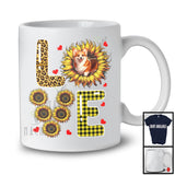 LOVE, Adorable Plaid Leopard Sunflower Flowers Corgi Lover, Matching Family Group T-Shirt