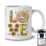 LOVE, Adorable Plaid Leopard Sunflower Flowers Unicorn Lover, Matching Family Group T-Shirt