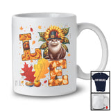 LOVE; Adorable Thanksgiving Pilgrim Otter With Leopard Sunflowers; Fall Leaf Family Group T-Shirt
