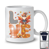 LOVE, Adorable Thanksgiving Plaid Gnome Gnomies Lover, Fall Leaves Matching Family Group T-Shirt