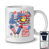 LOVE, Amazing 4th Of July Softball Sport Player Team, American Flag Sunflower Fireworks T-Shirt