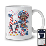 LOVE, Happy 4th Of July Dachshund Owner Lover, Sunflower American Flag Patriotic Group T-Shirt