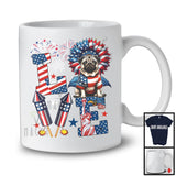 LOVE, Happy 4th Of July Pug Owner Lover, Sunflower American Flag Patriotic Group T-Shirt