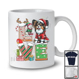 LOVE, Joyful Christmas Santa Papillon Owner Lover, X-mas Candy Cane Snowing Around T-Shirt