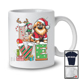 LOVE, Joyful Christmas Santa Pekingese Owner Lover, X-mas Candy Cane Snowing Around T-Shirt