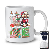 LOVE, Joyful Christmas Santa Poodle Owner Lover, X-mas Candy Cane Snowing Around T-Shirt