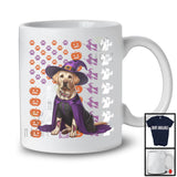 Labrador Retriever Witch On American Flag, Adorable Halloween Pumpkin Paws, Patriotic Group T-Shirt