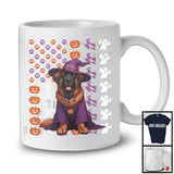 Leonberger Witch On American Flag, Adorable Halloween Pumpkin Paws, Patriotic Group T-Shirt