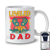 Leveled Up To Dad, Humorous Vintage Father's Day Pregnancy Family, Game Controller Gamer T-Shirt