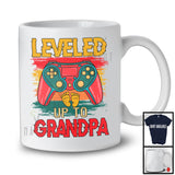 Leveled Up To Grandpa, Humorous Vintage Father's Day Pregnancy Family, Game Controller Gamer T-Shirt