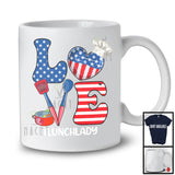 Love Lunch Lady, Amazing 4th Of July American Flag, Matching Careers Proud Patriotic T-Shirt