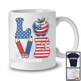 Love Teacher, Amazing 4th Of July American Flag, Matching Careers Proud Patriotic T-Shirt