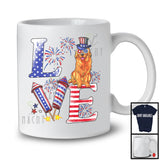 Love, Proud 4th Of July Golden Retriever American Flag Fireworks Firecrackers, Patriotic Group T-Shirt