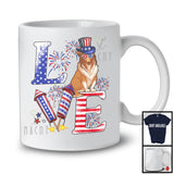 Love, Proud 4th Of July Sheltie American Flag Fireworks Firecrackers, Patriotic Group T-Shirt