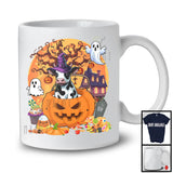 Lovely Cow Witch Inside Pumpkin, Scary Halloween Moon, Matching Farmer Family Group T-Shirt
