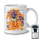 Lovely Dog Witch Inside Pumpkin, Scary Halloween Moon, Matching Farmer Family Group T-Shirt