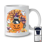 Lovely Panda Witch Inside Pumpkin, Scary Halloween Moon, Matching Farmer Family Group T-Shirt