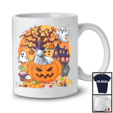 Lovely Sheep Witch Inside Pumpkin, Scary Halloween Moon, Matching Farmer Family Group T-Shirt