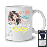 Lunch Lady Knows More Than She Says, Lovely Flowers Girls Women, Matching Lunch Lady Group T-Shirt