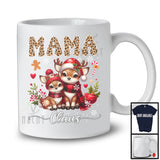 Mama Claus; Lovely Christmas Leopard Plaid Reindeer Lover; X-mas Snowing Family Group T-Shirt