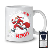 May All Your Miles Be Merry; Humorous Christmas Moon Santa Runner Running; X-mas Family T-Shirt