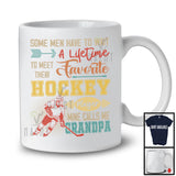 Meet Their Favorite Hockey Player Calls Me Grandpa, Happy Father's Day Vintage, Sport Family T-Shirt