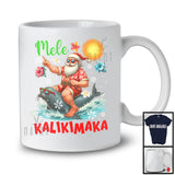 Mele Kalikimaka; Awesome Christmas Hawaiian Santa Riding Monk Seal; X-mas Family Group T-Shirt