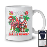 Mele Kalikimaka; Joyful Merry Christmas Light Hawaiian Flamingo Santa; Surfing Surfer Group T-Shirt
