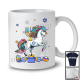 Menorah Chanukah On Unicorn; Humorous Hanukkah Unicorn Lover; Matching Family Group T-Shirt