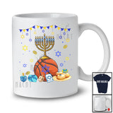 Menorah With Basketball Equipment; Wonderful Hanukkah Family Basketball Player Playing; Sport Team T-Shirt