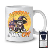 Meow I'm A Cat, Sarcastic Halloween Costume Witch Cat Owner, Scary Moon Skulls Lover T-Shirt