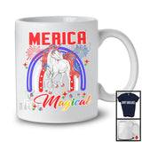 Merica Is Magical, Lovely 4th Of July Rainbow Unicorn Lover, American Flag Patriotic T-Shirt