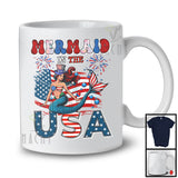 Mermaid In The USA, Adorable 4th Of July Independence Day American Flag Mermaid, Patriotic Family T-Shirt