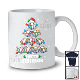 Merry Ballmas; Awesome Christmas Lights Tree Baseball; X-mas Santa Baseball Sport Player T-Shirt