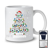 Merry Ballmas; Awesome Christmas Lights Tree Soccer; X-mas Santa Soccer Sport Player T-Shirt