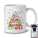 Merry Catmas; Humorous Christmas Reindeer Elf Santa Cat Christmas Tree; X-mas Animal Lover T-Shirt