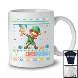 Merry Chrismukkah; Joyful Christmas Hanukkah Sweater Dabbing Elf; Holding Menorah Family T-Shirt