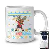 Merry Chrismukkah; Joyful Christmas Hanukkah Sweater Dabbing Reindeer; Holding Menorah Family T-Shirt