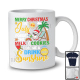 Merry Christmas In July Give Me A Drink And Sunshine, Humorous Summer Vacation Santa T-Shirt