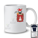 Merry Christmas; Amusing X-mas Lights Santa Reindeer Pug In Plaid Pocket; Family T-Shirt
