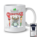 Merry Christmas, Cheerful X-mas Three Plaid Lunch Lady Tools Santa Elf Reindeer, Proud Careers T-Shirt