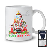 Merry Christmas; Lovely Snowing Firefighter Equipments X-mas Tree Lights; Family Group T-Shirt