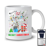 Merry Christmas; Lovely Snowing Scuba Diver Equipments On X-mas Tree Lights; Family Group T-Shirt