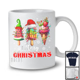 Merry Christmas, Lovely Summer Vacation X-mas Lights Three Ice Cream Cones, Snow Around T-Shirt
